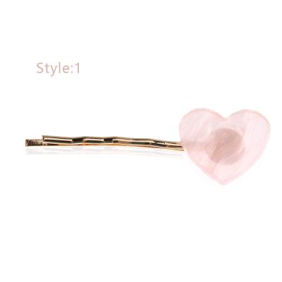 China 2021 Girl Heart Shaped Side Hairpin Fashion Acetate Love Clip Cartoon Acrylic Hair Accessory for sale