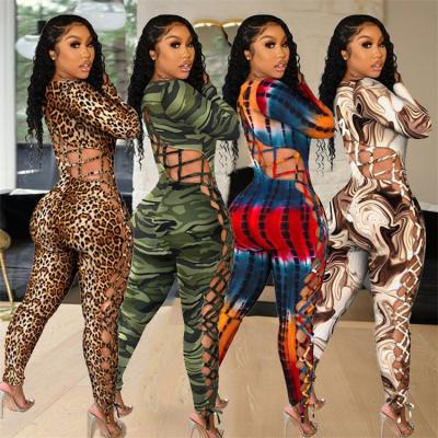 China QUICK DRY Moon Printed Jumpsuit Women Long Sleeve One Piece Jumpsuits Bodycon Rompers Streetwear Fashion for sale