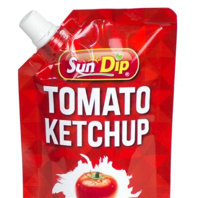 China Large Disposable 1000ml Bag With Corner Spout High Quality Custom Standing Food Grade Bag Ketchup Plastic Pouch for sale