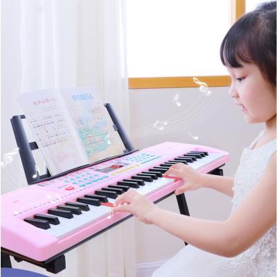 China Multi-functional portable children's toy piano 61 keys play electronic organ keyboard pink and black colors for children for sale