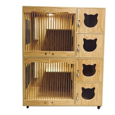 China Breathable Material Cat Litter Box Enclosure Solid Environmental Protection Pet Cat House Wooden Luxury Pet Cage for sale