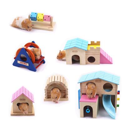 China Breathable High Quality Small Wooden Pet House Small Hamster Wooden Animal House for sale