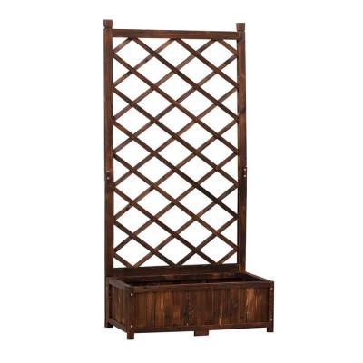 China Durable Rustic Planter Box With Outdoor Trellis Raised Garden Bed Wood For Plants for sale