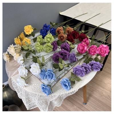 China 4 Key Roses Fake Flower Wedding Flower Eco-friendly Materials Wedding Hall Road Leader Decoration for sale