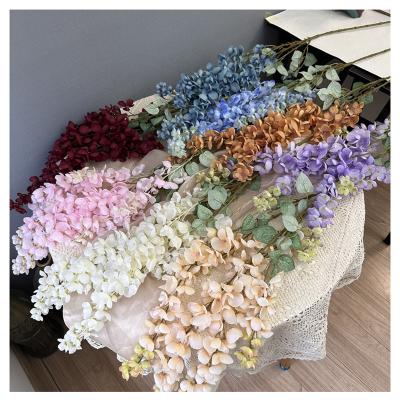 China 5 Part Fork Wisteria Flower Ceiling Decoration Props Wedding Background Flower Arrangement Hanging Flower Vine for sale