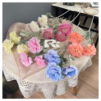 China Wedding Home Minimalist Three Heads Peonies Artificial Flower Artificial Flower Group Decoration Decoration for sale