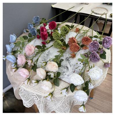 China Beautiful 7 head Austin single colorful wedding simulation flower rose fake flower home row flower decoration soft set props for sale