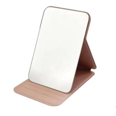 China Pocket Mirror Wholesales Foldable Stainless Steel Handheld Cosmetic Leather Portable Card Pocket Compact Mirror for sale