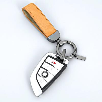 China Gift China Wholesale Promotion Custom Logo Metal and Car Key Indicator Leather Chain Around Ring Keyring Pu Leather Keychains for sale