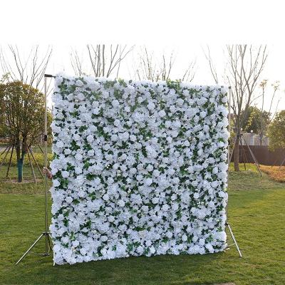 China Home Decorative Artificial Silk Fabric Fabric Rose Wall Vertical Panel Plant Backdrop Flower Row For Outdoor for sale