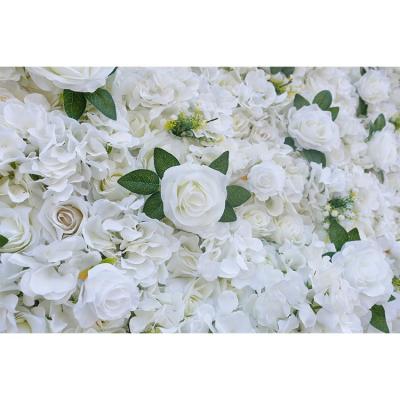 China Custom Floral Rose Backdrops Events Flower Wall FABRIC Flower Row Artificial Silk Flowerwall Panel Decoration Floral Backdrop for sale