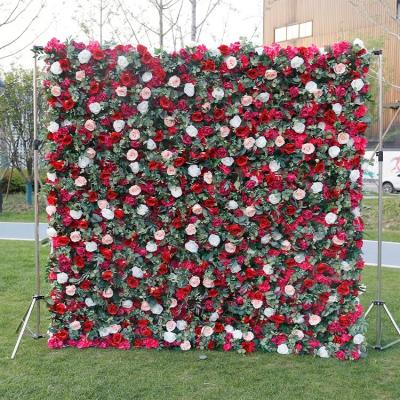 China Wholesale Custom Pink Silk FABRIC Flower Backdrop Stand Wedding White Roll Blush Artificial Mat Plastic Plant Wall Decoration Panels for sale