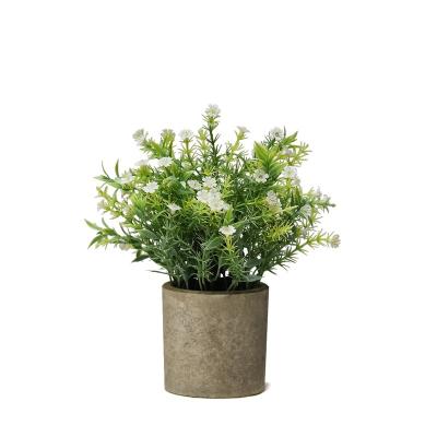 China Home Decoration Plants Mini Potted Artificial Flowers Babies Breath Flowers Artificial Plants In Pot for sale