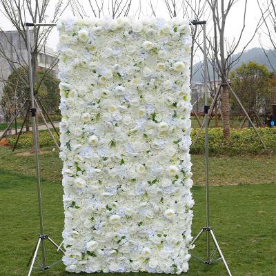 China White Decoration Centerpiece Flower Backdrop For Decoration Photography Flower Row Artificial Flower Wall for sale