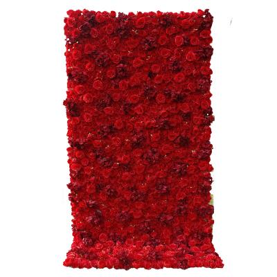 China Romantic silk gorgeous decoration proposal flower sea background red pink rose wall for sale