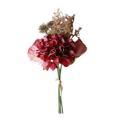 China popular dry rose hydrangea bouquet illustration desk decoration for sale