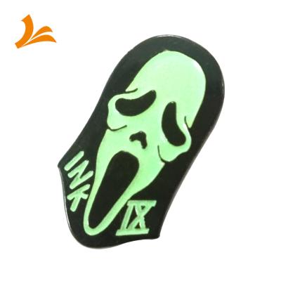 China China Kunshan Factory Human Skeleton Dyed Black Plating Custom Enamel Glow Pins For Clothing for sale