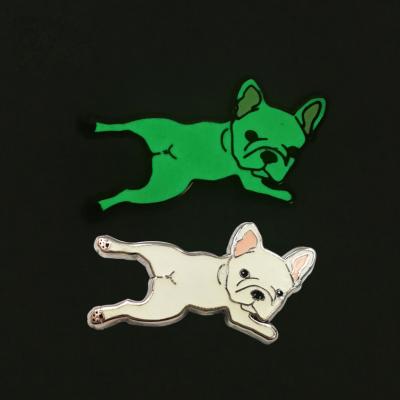 China America China Manufacture Cute Silver Dog Glow Lapel Hard Enamel Custom Pin Badges for sale