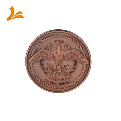 China Europe 1.75inch 3.0mm Die Struck Anti-Copper 3D Eagle Souvenir Custom Metal Brass Challenge Coins for sale