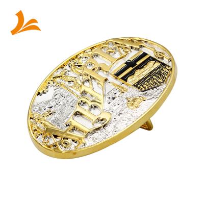 China Fashion Making Make Your Own Logo High Quality Gold Plated Metal Purple Rhinestones Belt Buckle For Men for sale