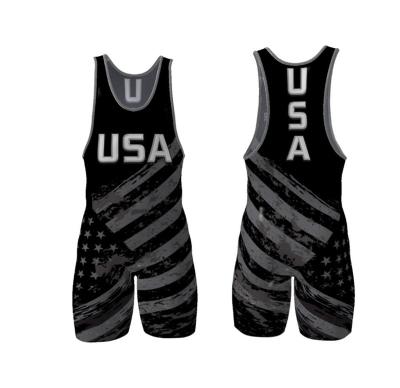 China Wet Wicking Performance Custom Sublimation 4 Way Stretch Wrestling Wrestling Wrestling Singlet for sale