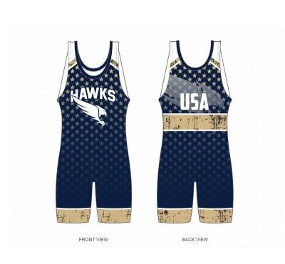 China Full Sublimation Wicking Moisture Wicking Premium Custom Print High Compression Wrestling Singlets for sale