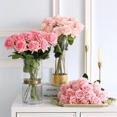 China Artificial flower minimalist feeling moisturize rose INS wind simulation bouquet home decoration wedding bouquet for sale