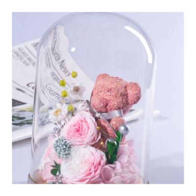 China Environment friendly & Fashionable factory wholesale glass cover bear rose valentine's day gifts for sale