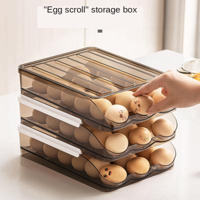 China Factory Wholesale Plastic Tray Storage Box Drawer Type Hen Holders Organizer For Fridge 24 Egg Stock Holder for sale