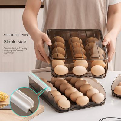 China Wholesale Plastic Type Stocked Egg Tray Hen Holders Organizer For Fridge Drawer Storage Box for sale