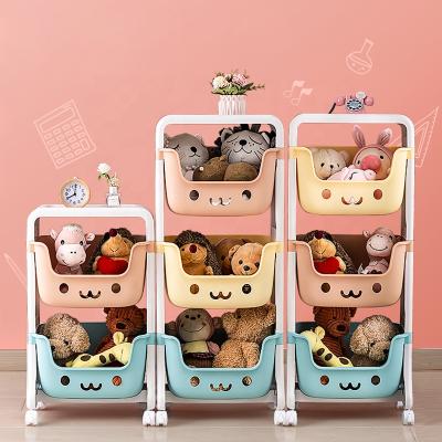 China Toy Storage Rack Kids Shelf Viable Plastic Kids Rack With Wheels Shelves Kitchen Organizer Plastic Storage Racks & Holders for sale