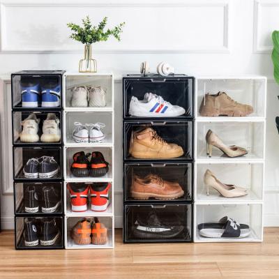 China High Quality Viable Drop Front Clear Stackable Magnet pp Clear Plastic Shoe Storage Boxes for sale