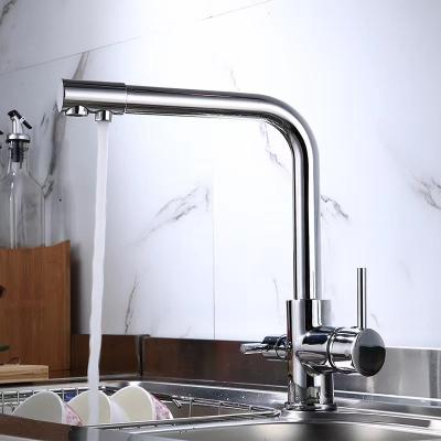 China Metered Faucets SUS304 Stainless Steel Kitchen Faucet Basin 3 Way Water Faucet Purifier Tap Cold And Hot Faucet Chinese Factory Price for sale