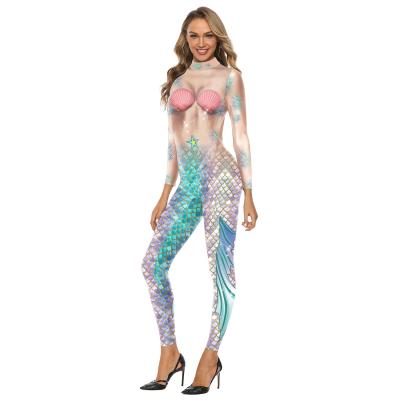 China Cosplay Cartoon Costume Amazon Hot Selling New Mermaid Jumpsuit Stage Performance Slim Long Sleeve Costume Cosplay Digital Printing for sale