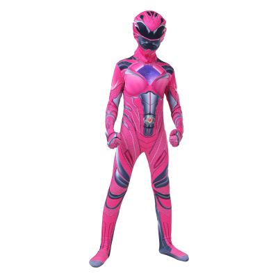 China Multiple Thunder Party Halloween Carnival Boys Cosplay Cartoon Costume 2022 Red Color Power Ranger Cosplay Costume With Face Mask For Kids for sale