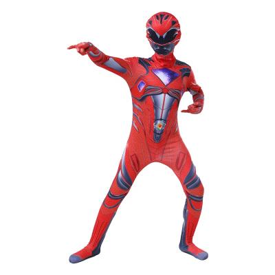 China Polyester Multiple Colors Five Beasts Jumpsuit Halloween Carnival Party Cosplay Power Ranger Costume For Kids Boys for sale