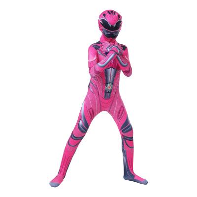 China Hot Comic Cosplay Cartoon Character Halloween Party Power Ranger Costume With Face Mask For Kids Girls for sale