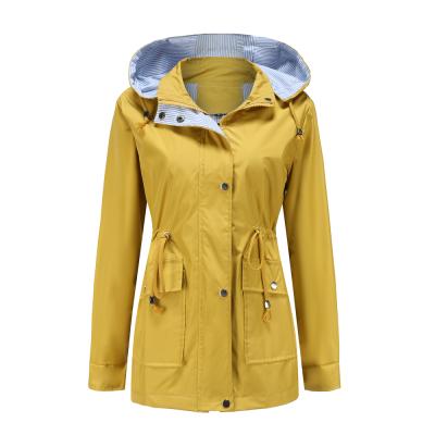 China lady outdoor anorak Anti-wrinkle design stock rain ready hooded waterproof jacket 2021 new for sale