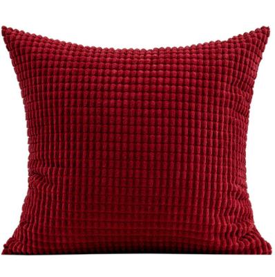 China PORTABLE Solid Bright Red Stretch Plush Corduroy Cushion Cover Tile Case for sale