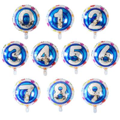 China Party Supplies New Design 18inch Round Shape Bottom Foil Balloon 0-9 Blue Number Balloons For Boy Girl Happy Birthday Party Decoration for sale