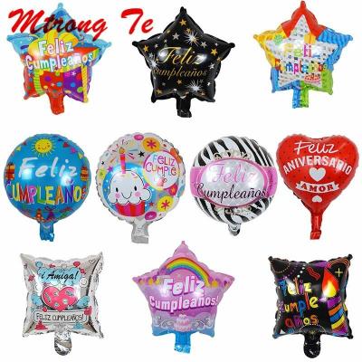 China Hot sale party decoration balloons 10 inch cumpleanos de feliz birthday balloons foil happy brithday spanish for sale