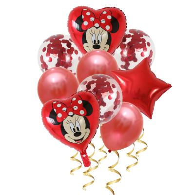 China Party Decoration 9pcs Mickey Minnie Mouse Heart Star Balloon Baby Shower Foil Balloons Cartoon Children Play Globos for sale