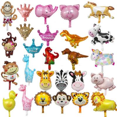 China Wholesale Party Decoration Mini Size Animal Foil Balloons For Birthday Party Decorations Kids Inflate Zebra Cow Lion Tiger Monkey Foil Balloons for sale