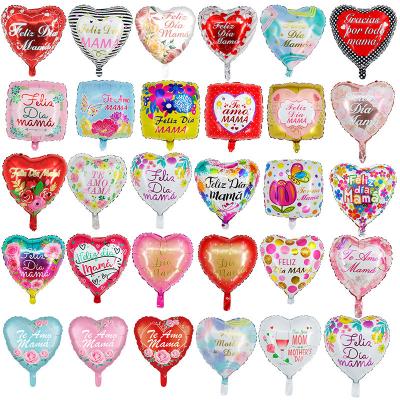 China Happy Mother's Day Foil Balloons 18 Inch Heart Shape Party Decoration I Love Spanish Te Amo Mama Feliz Dia Papa Balloon Party Decoration Gift for sale