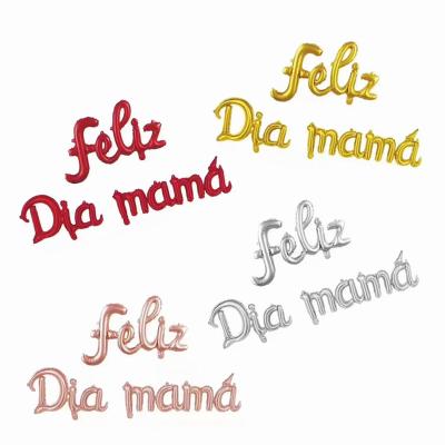 China Spanish cursive happy lowercase letter feliz diameter mom foil balloon party decoration balloon set reused mother's day for sale