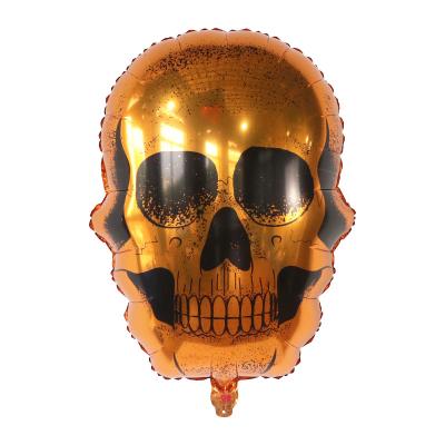 China Newest Skull Party Decoration Foil Helium Balloons Gold Spooky Happy Halloween Balloon For Dead Days Party Balloon Supplies for sale