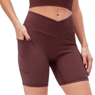 China Breathable Ever Fashion Hot Sale Women's High Waisted Yoga Shorts Bike Shorts With 2 Pockets For Women 2022 for sale