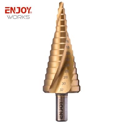 China 3PC HSS M2 Metal Drilling Step Drill Bit Steps Cone Cutter Tools Woodworking Wood Metal Drilling Steel Set for sale