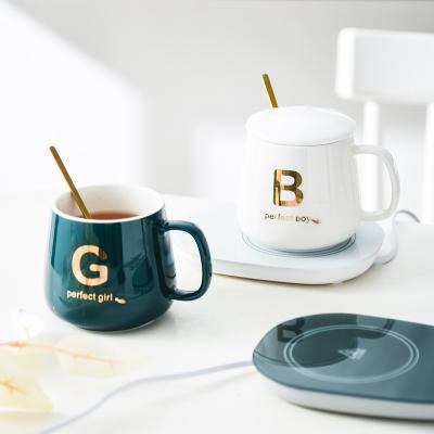 China Stored gift set cup coffee milk mug heating thermostat logo customization 55 degree insulation mug for sale