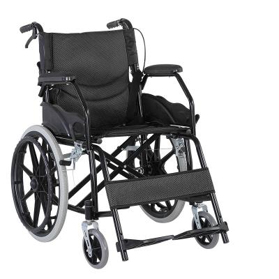 China Manual Wheelchair Cheap Lightweight Carbon Steel Wheelchair Portable Folding for sale